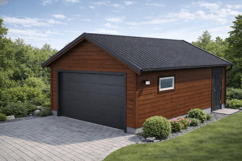 Dobbelgarasje 6,2 × 7,8 m – 22° saltak, ferdige elementer