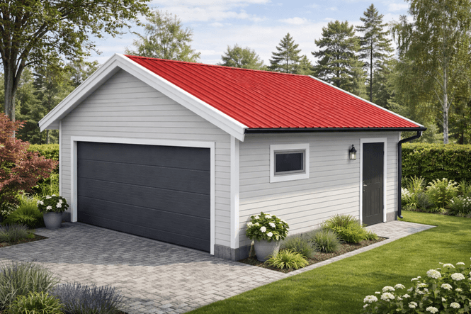 Hovedbilde Dobbelgarasje 6,0 × 6,0 m – 22° saltak, ...