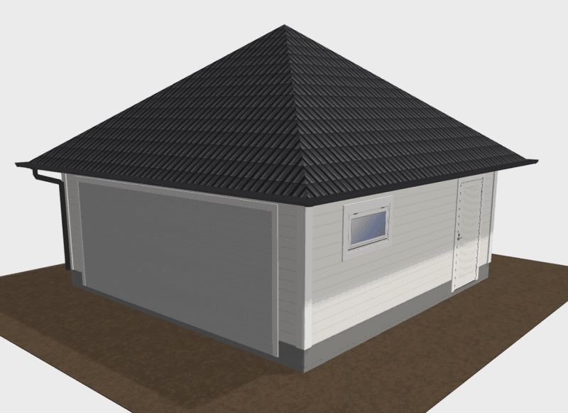 Dobbelgarasje 6,0 × 6,0 m – pyramidetak, ferdige elementer