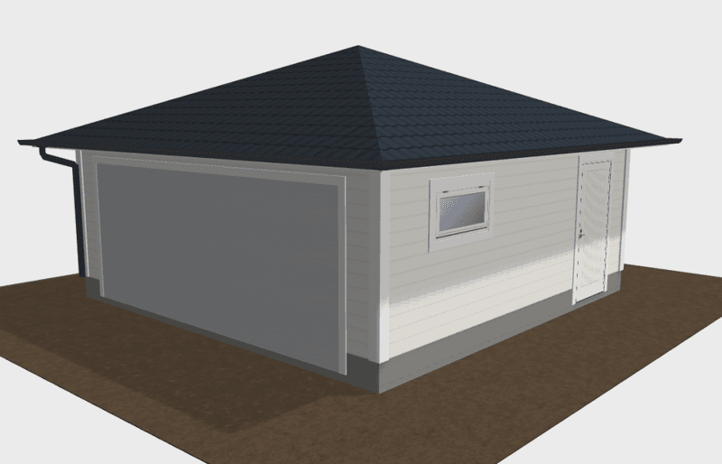 Dobbelgarasje 6,0 × 6,0 m – pyramidetak, ferdige elementer