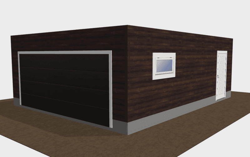 Dobbelgarasje 6,2 x 7,8 m – Funkis med flatt tak, ferdige elementer