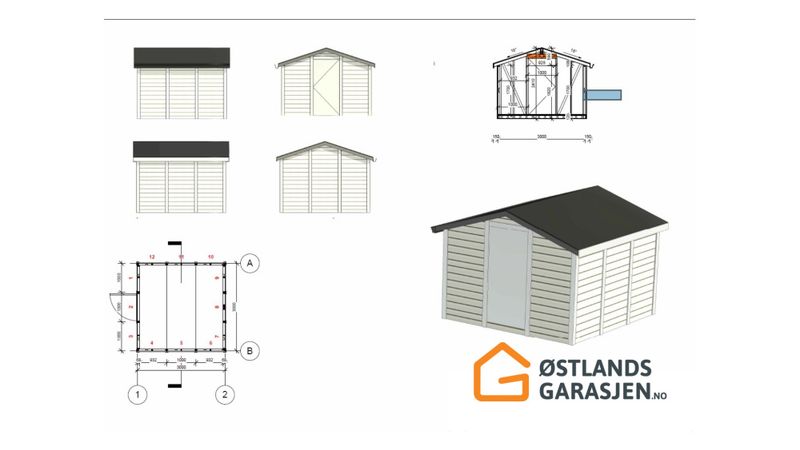 Bod 3x3m med saltak, byggesett