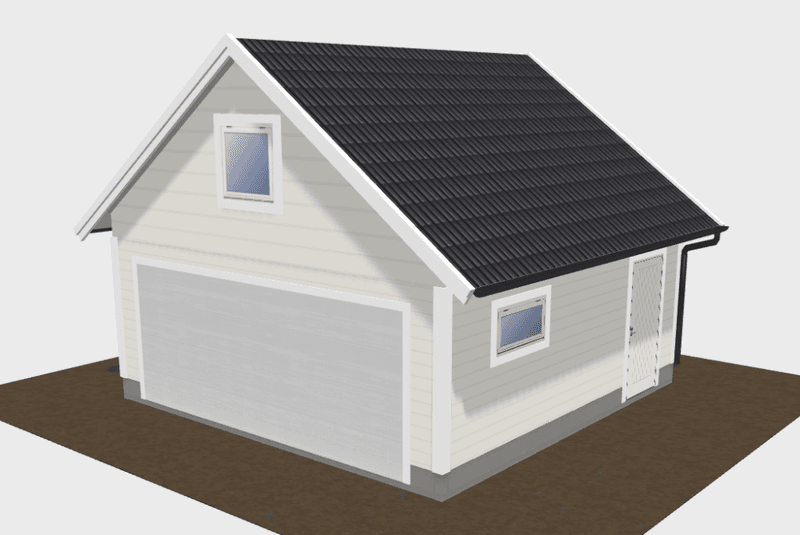 Dobbelgarasje 6,0 × 6,0 m – 36° saltak, ferdige elementer