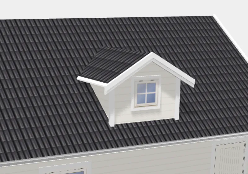 Dobbelgarasje 6,2 × 7,8 m – 36° saltak med loft og innkjøring på langside, ferdige elementer