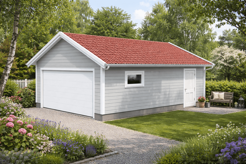 Dobbelgarasje 6,2 × 7,8 m – 22° saltak, ferdige elementer