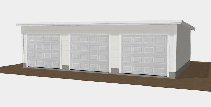 Fleksibel rekkegarasje – 3 meter plasser med pulttak og innvendige skillevegger